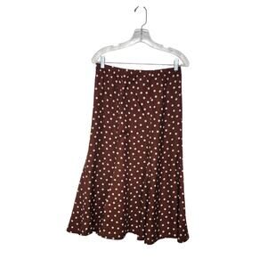 Campus Casuals Of California Polka-Dots Brown/White A-Line Midi Skirt Size 9/10